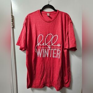 Red 'Hello Winter' T-Shirt